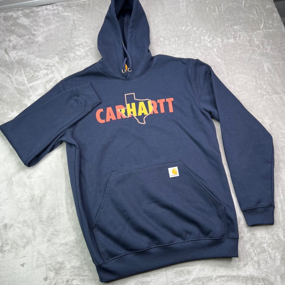 Carhartt Loose Fit Midweight Texas Graphic Hoodie Mens Medium Navy Blue‎ Fleece